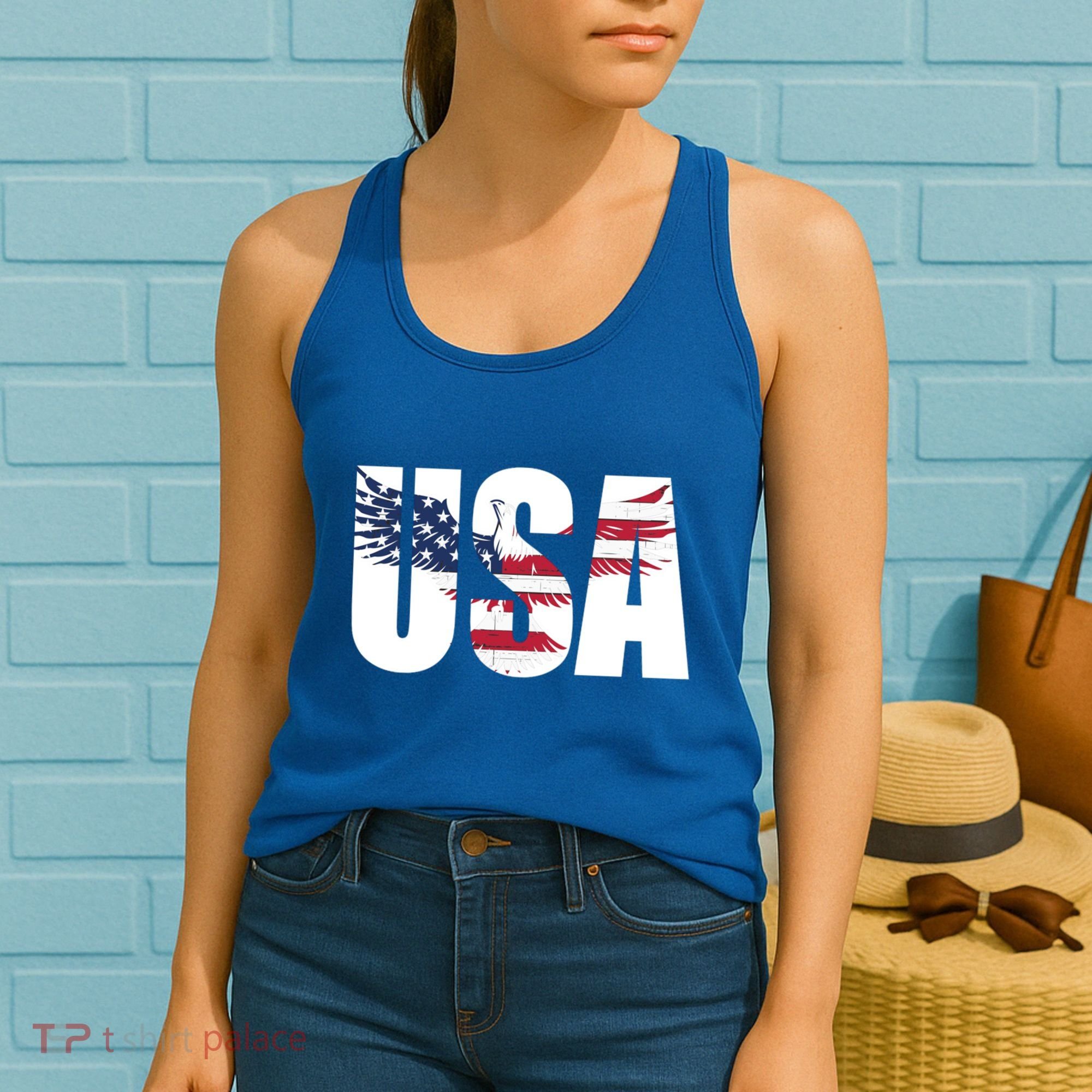 Usa Us Eagle Flag Patriotic Proud To Be An American Great Gift Women's Tank Top