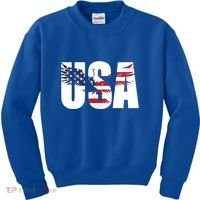 Usa Us Eagle Flag Patriotic Proud To Be An American Great Gift Kids Sweatshirt thumb 0