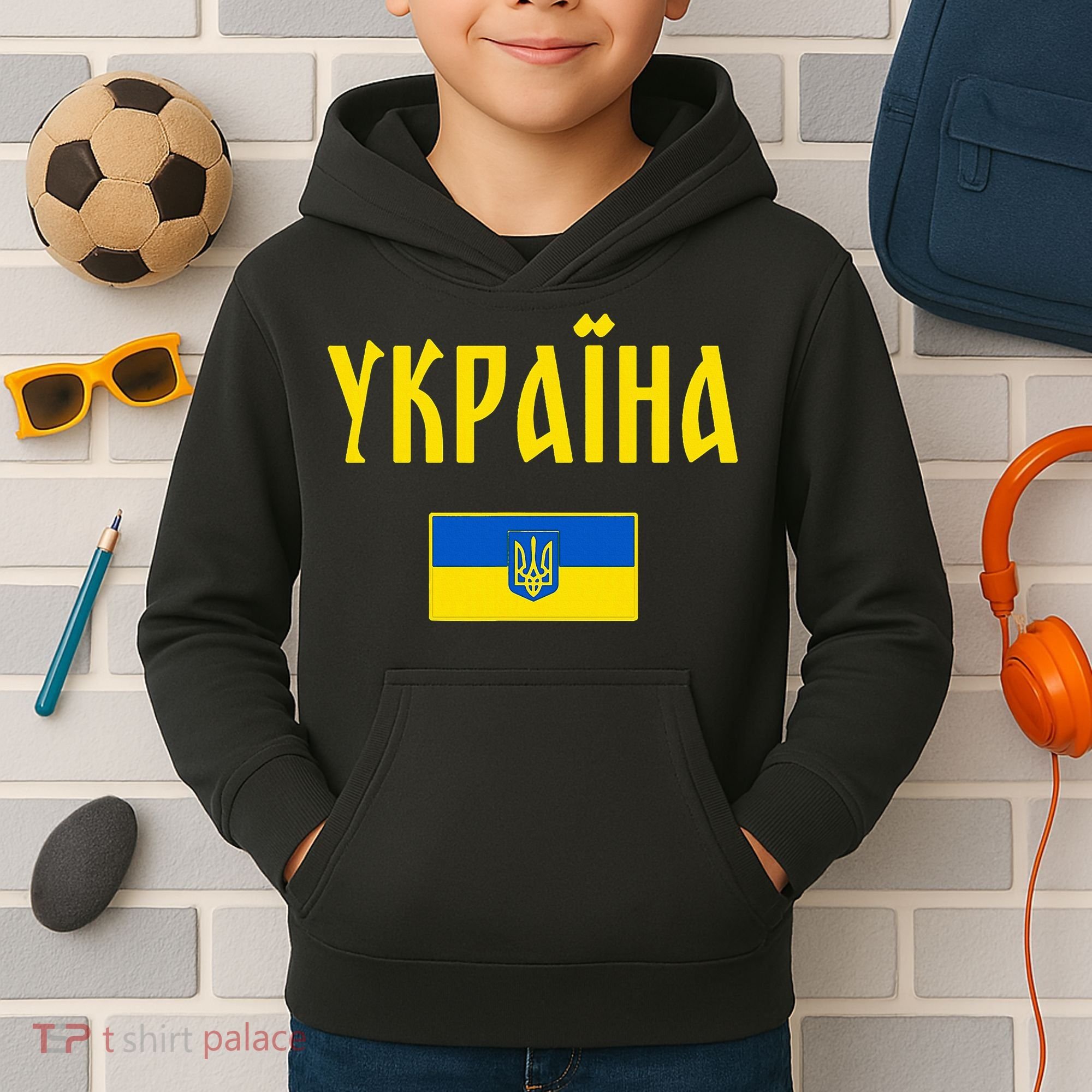Ukraine Ukrainian Flag Cyrillic Kids Hoodie