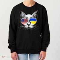 USA Ukraine Flags Sunglasses Cat Women's Sweatshirt thumb 0