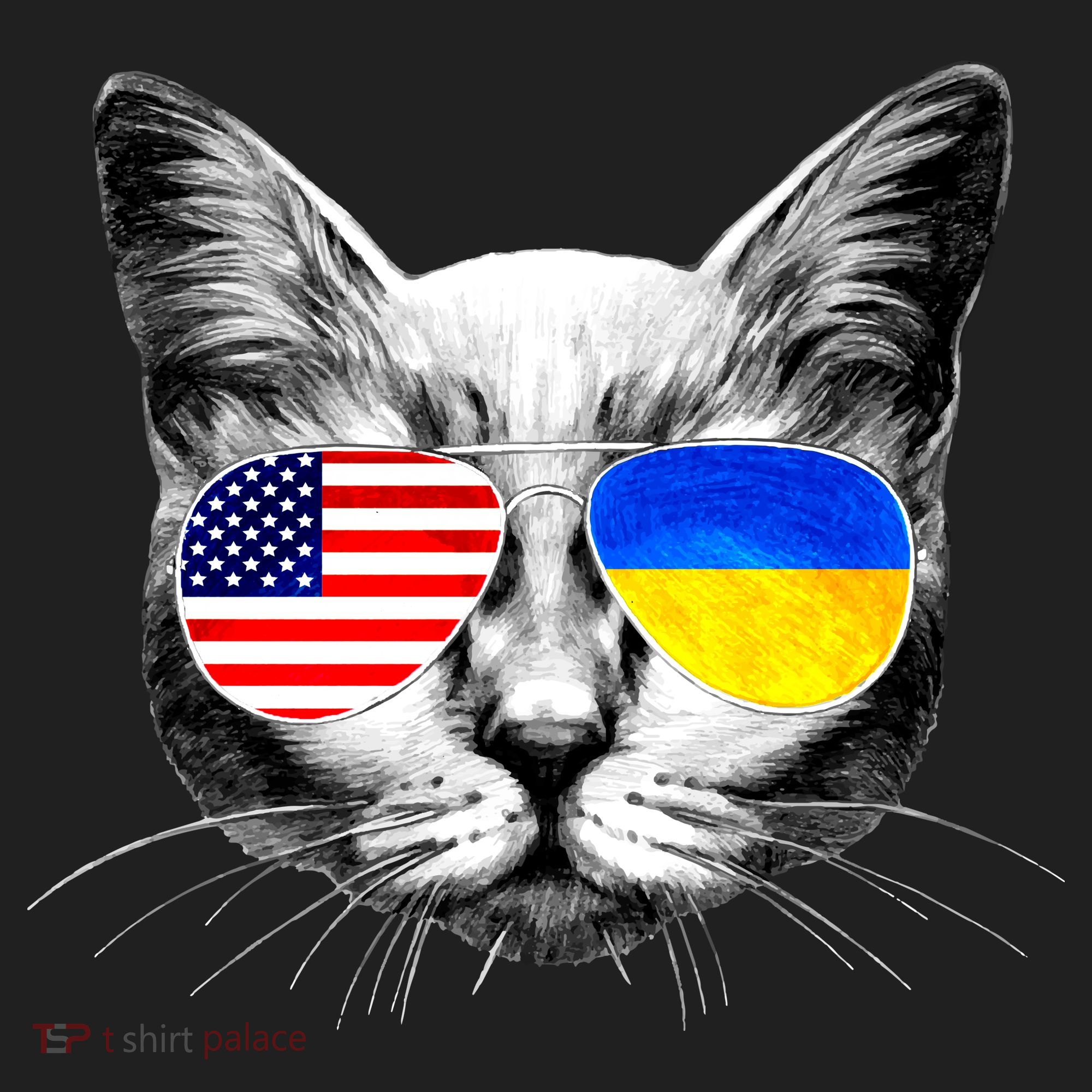 USA Ukraine Flags Sunglasses Cat Women's Sweatshirt