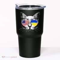 USA Ukraine Flags Sunglasses Cat Tumbler thumb 0