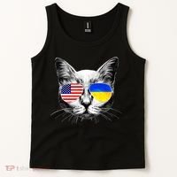 USA Ukraine Flags Sunglasses Cat Tank Top thumb 2