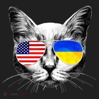 USA Ukraine Flags Sunglasses Cat Golf Towel thumb 3
