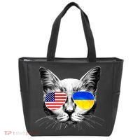 USA Ukraine Flags Sunglasses Cat Tote Bag thumb 0