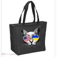 USA Ukraine Flags Sunglasses Cat Tote Bag thumb 2