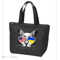 USA Ukraine Flags Sunglasses Cat Tote Bag thumb 3