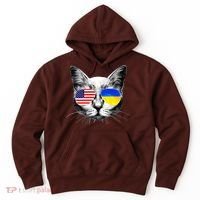 USA Ukraine Flags Sunglasses Cat Hoodie thumb 0