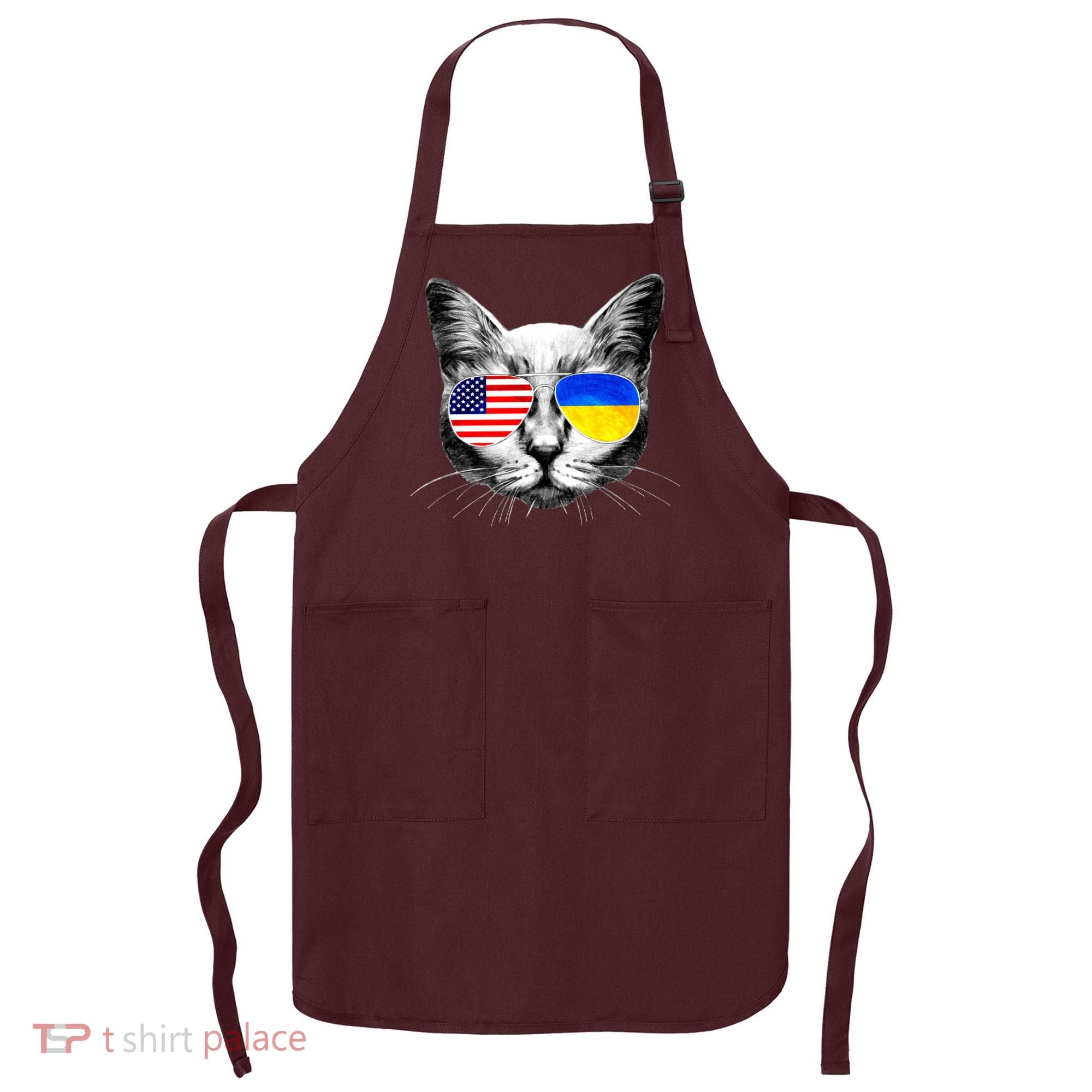 USA Ukraine Flags Sunglasses Cat Apron