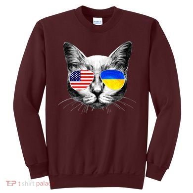 USA Ukraine Flags Sunglasses Cat Sweatshirt