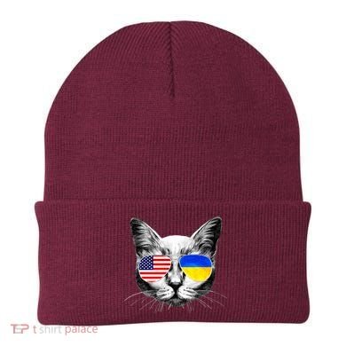 USA Ukraine Flags Sunglasses Cat Beanie