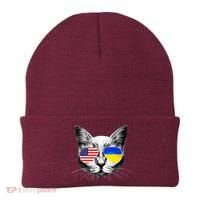 USA Ukraine Flags Sunglasses Cat Beanie thumb 0