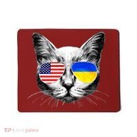 USA Ukraine Flags Sunglasses Cat Mousepad thumb 0