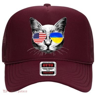 USA Ukraine Flags Sunglasses Cat Hat