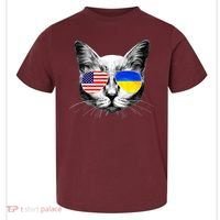 USA Ukraine Flags Sunglasses Cat Toddler T-Shirt thumb 0