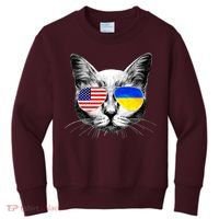 USA Ukraine Flags Sunglasses Cat Kids Sweatshirt thumb 0