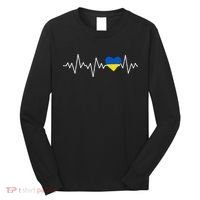 Ukraine Ukrainian heart Flag Heartbeat Long Sleeve Shirt thumb 0