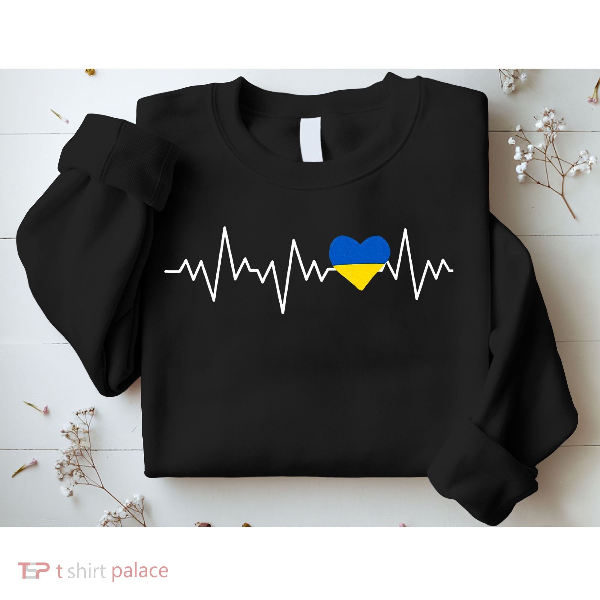 Ukraine Ukrainian heart Flag Heartbeat Sweatshirt