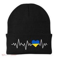 Ukraine Ukrainian heart Flag Heartbeat Beanie thumb 0