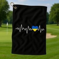 Ukraine Ukrainian heart Flag Heartbeat Golf Towel thumb 1