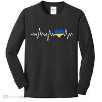 Ukraine Ukrainian heart Flag Heartbeat Kids Long Sleeve Shirt thumb 0