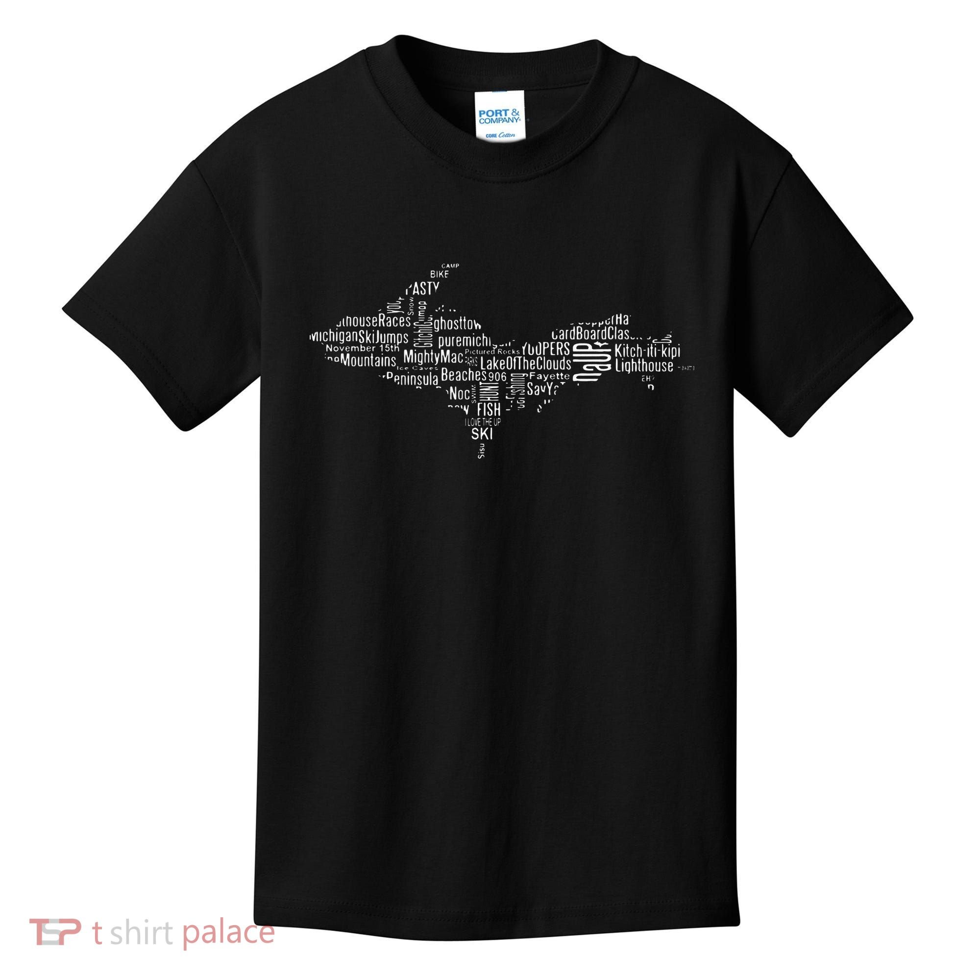 UP Upper Peninsula Michigan Word Collage Yoopers Favorite Kids T-Shirt