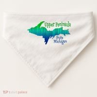 Up Upper Peninsula Michigan Ombre Yoopers 906 USA-Made Doggie Bandana thumb 0