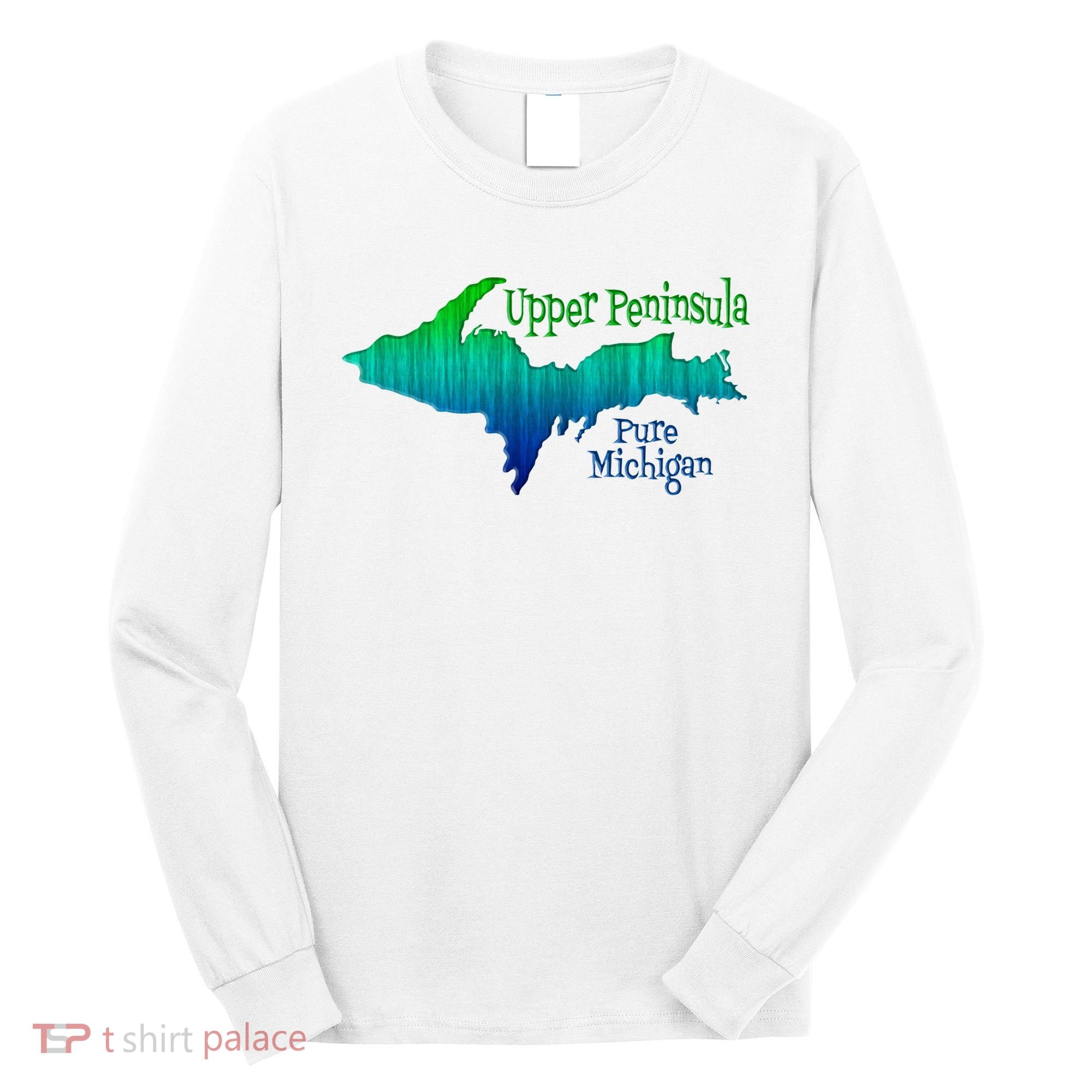 Up Upper Peninsula Michigan Ombre Yoopers 906 Long Sleeve Shirt