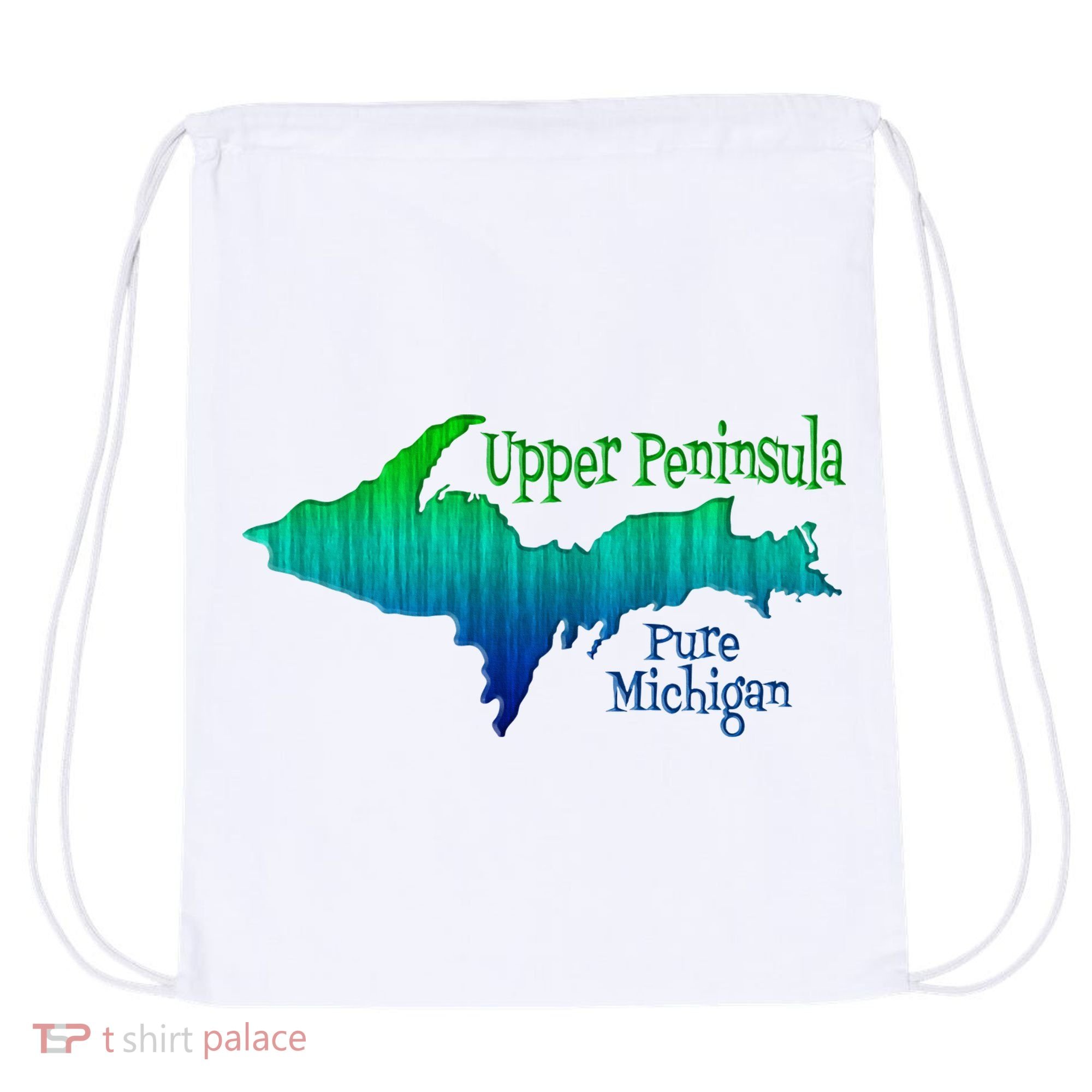 Up Upper Peninsula Michigan Ombre Yoopers 906 Drawstring Bag