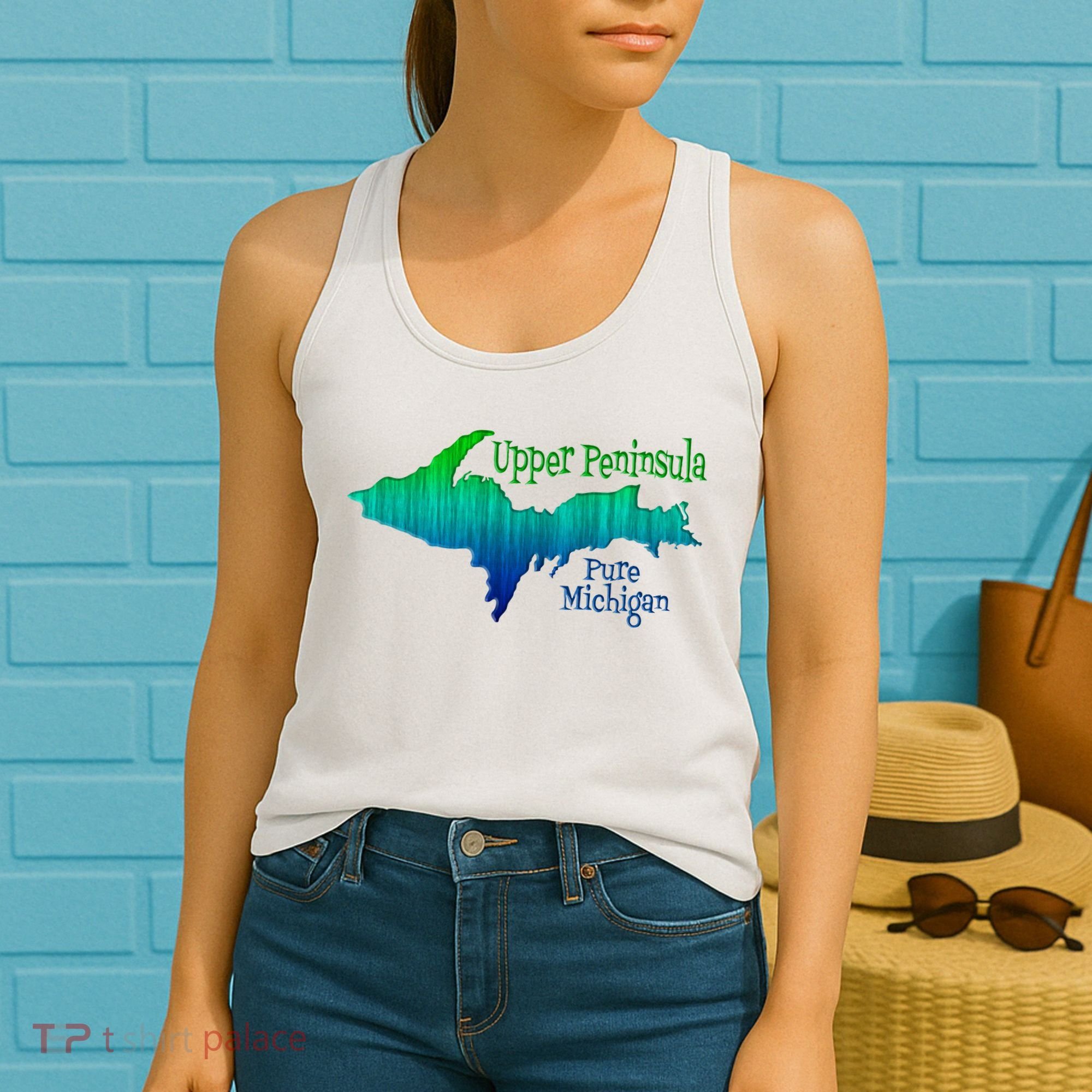 Up Upper Peninsula Michigan Ombre Yoopers 906 Women's Tank Top