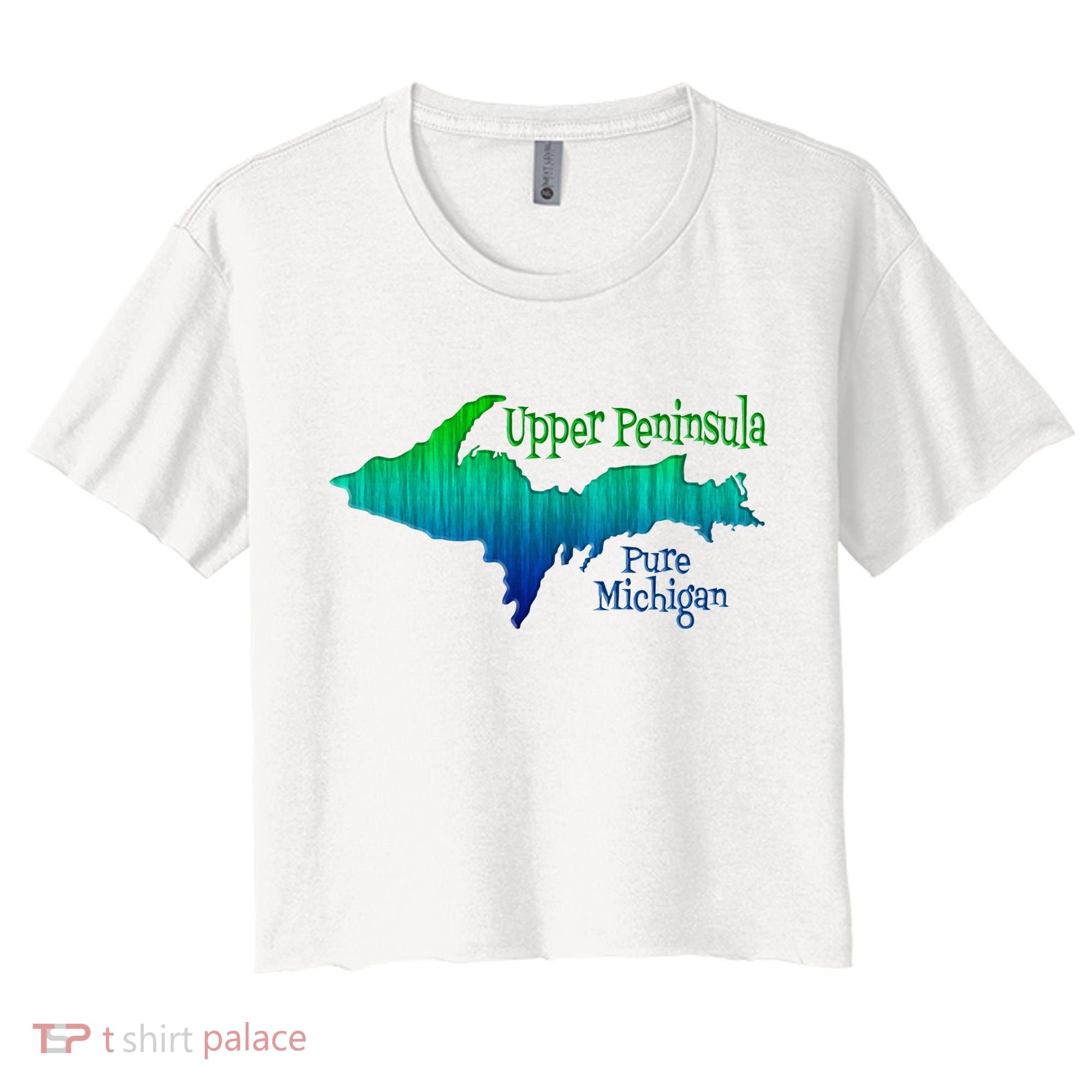 Up Upper Peninsula Michigan Ombre Yoopers 906 Women's Crop Top Tee