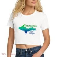 Up Upper Peninsula Michigan Ombre Yoopers 906 Women's Crop Top Tee thumb 2
