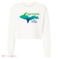 Up Upper Peninsula Michigan Ombre Yoopers 906 Cropped Pullover Crew thumb 0