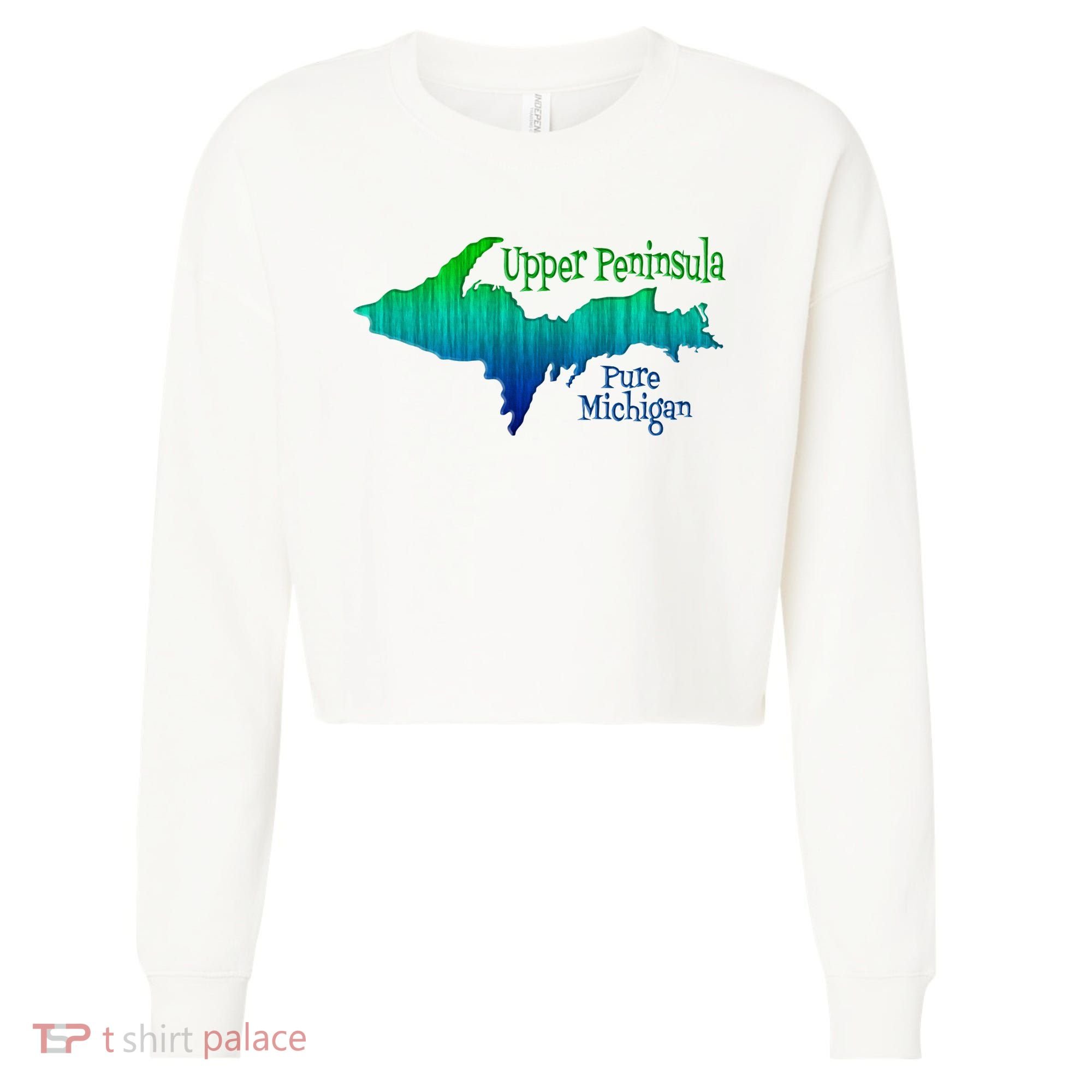 Up Upper Peninsula Michigan Ombre Yoopers 906 Cropped Pullover Crew