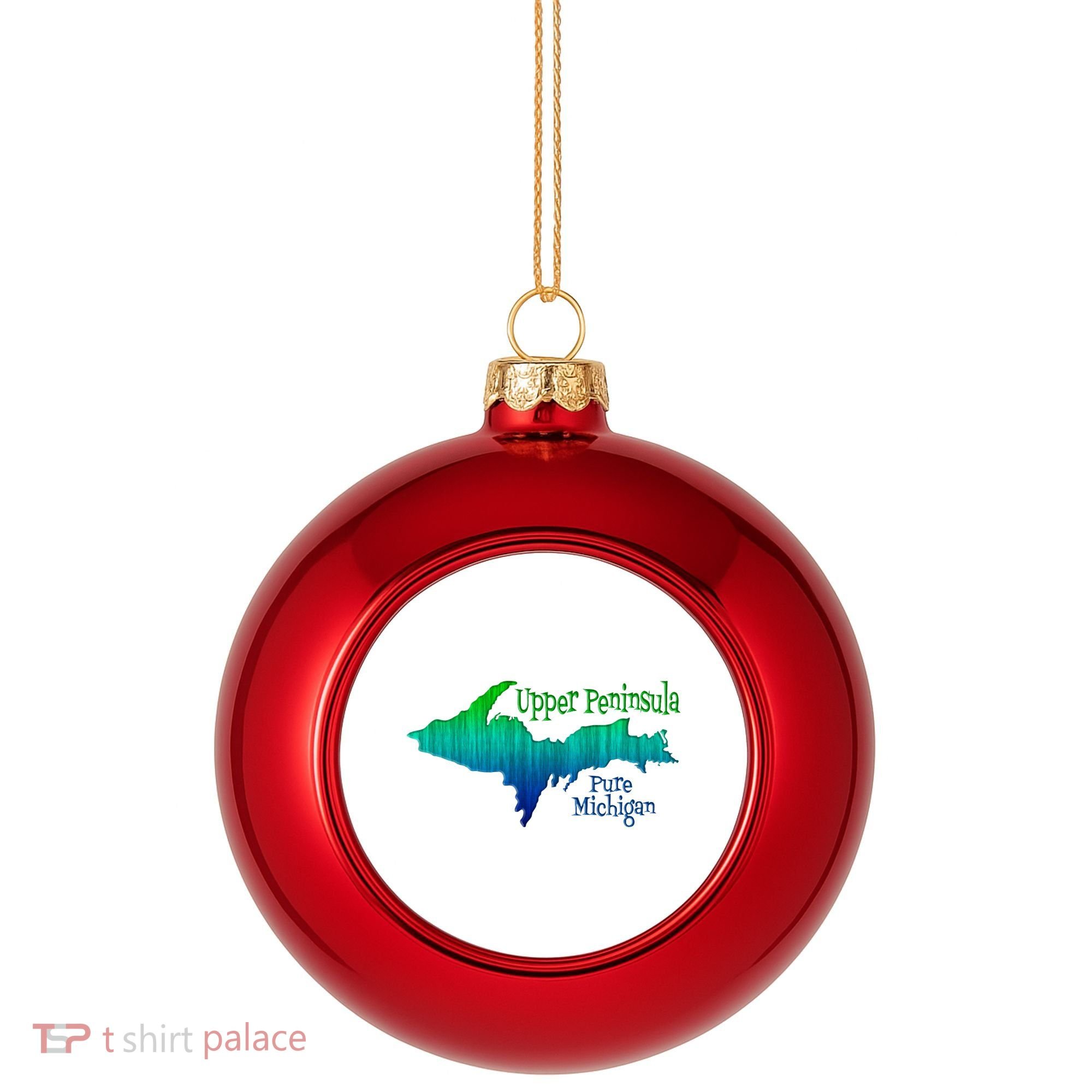 Up Upper Peninsula Michigan Ombre Yoopers 906 Plastic Christmas Ball Ornament