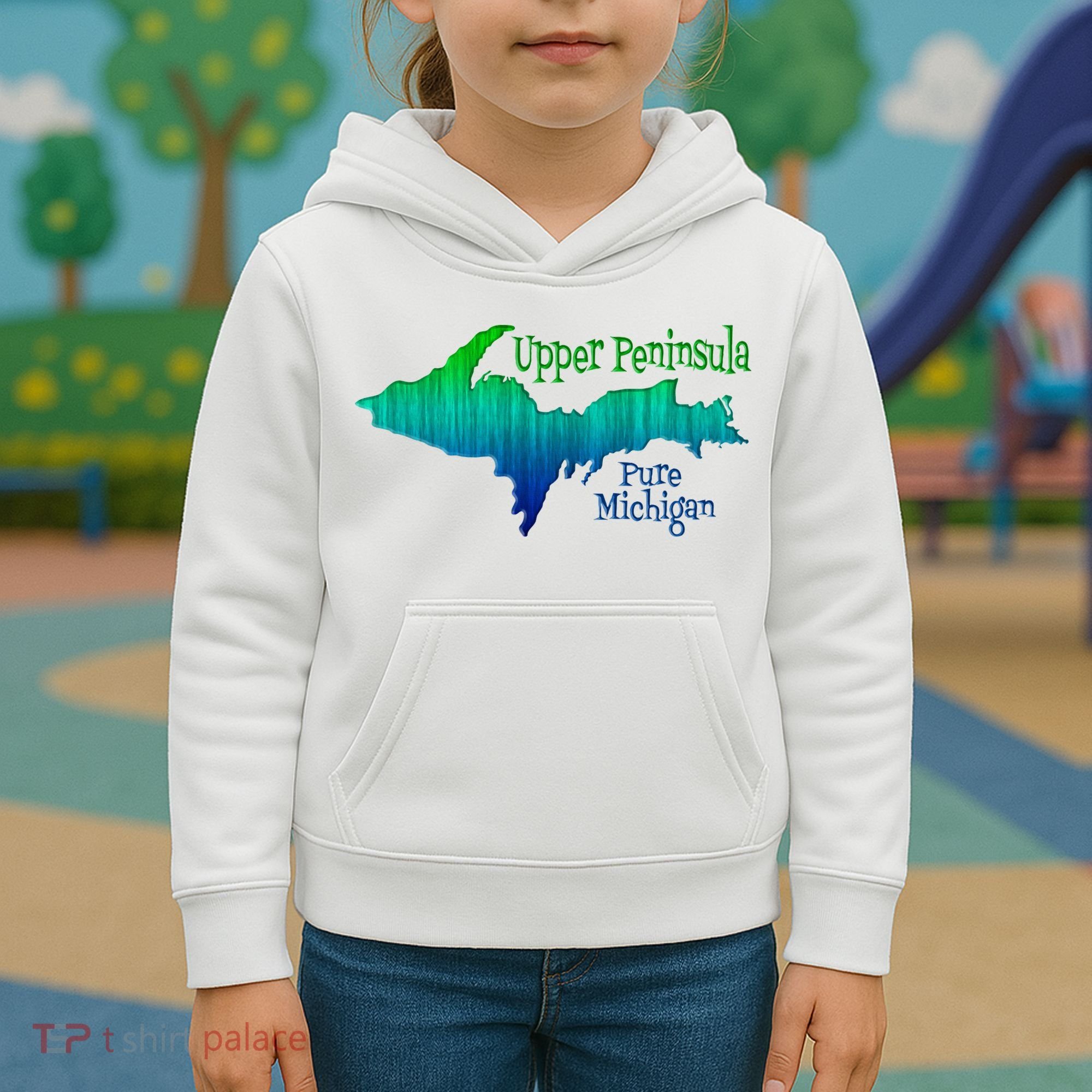 Up Upper Peninsula Michigan Ombre Yoopers 906 Kids Hoodie