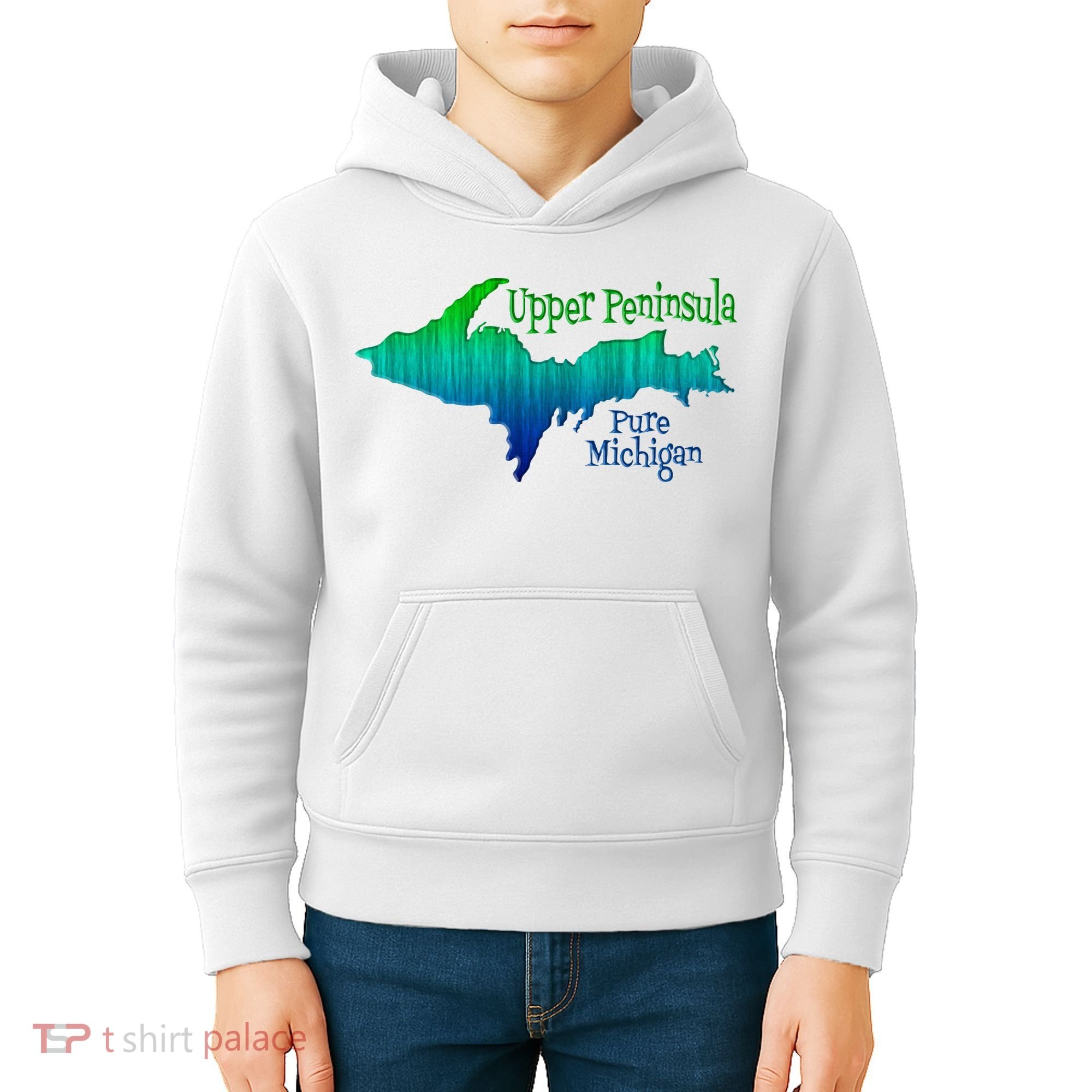 Up Upper Peninsula Michigan Ombre Yoopers 906 Kids Hoodie