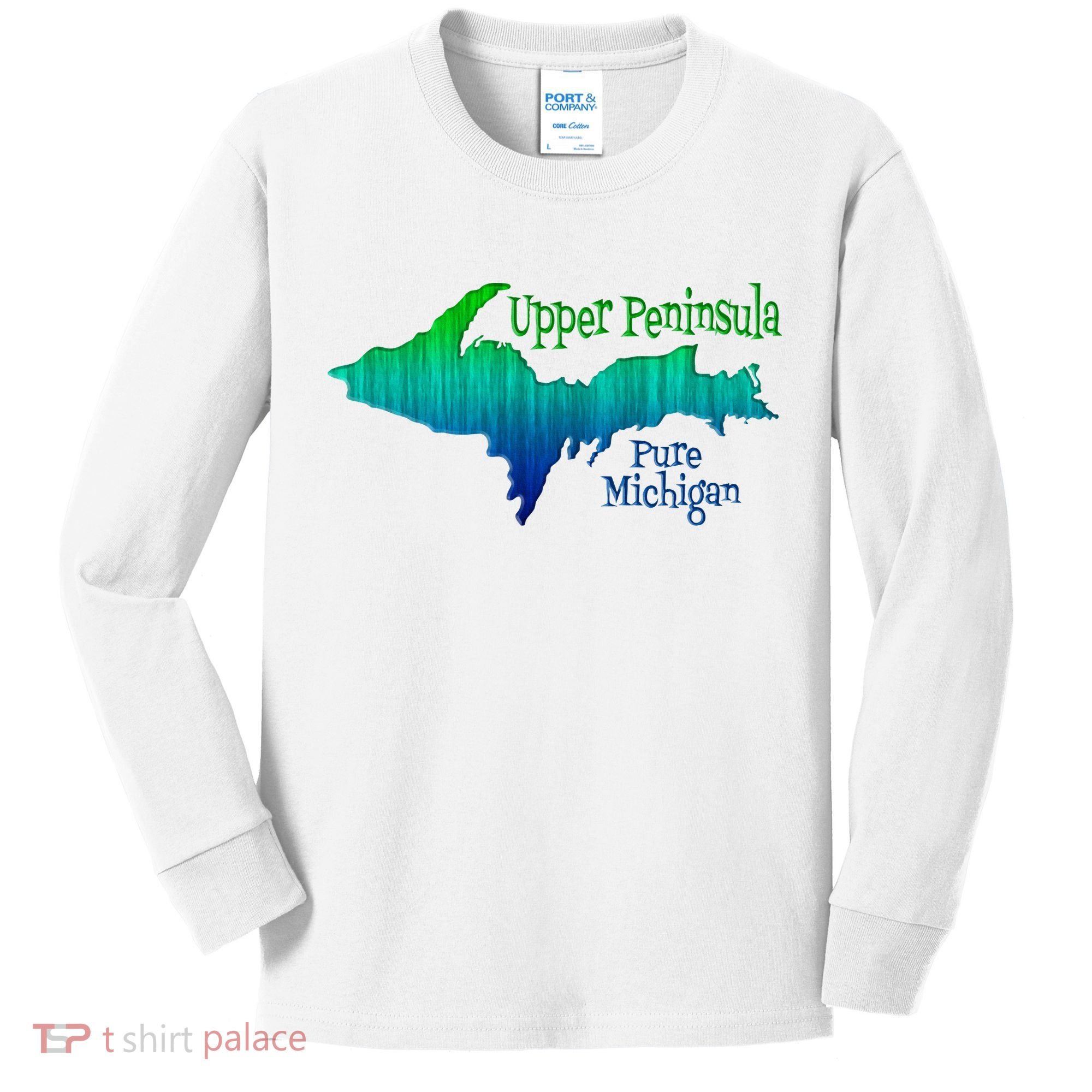 Up Upper Peninsula Michigan Ombre Yoopers 906 Kids Long Sleeve Shirt