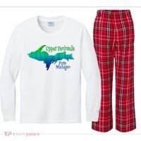 Up Upper Peninsula Michigan Ombre Yoopers 906 Kids Long Sleeve Plaid Pajama Set thumb 0