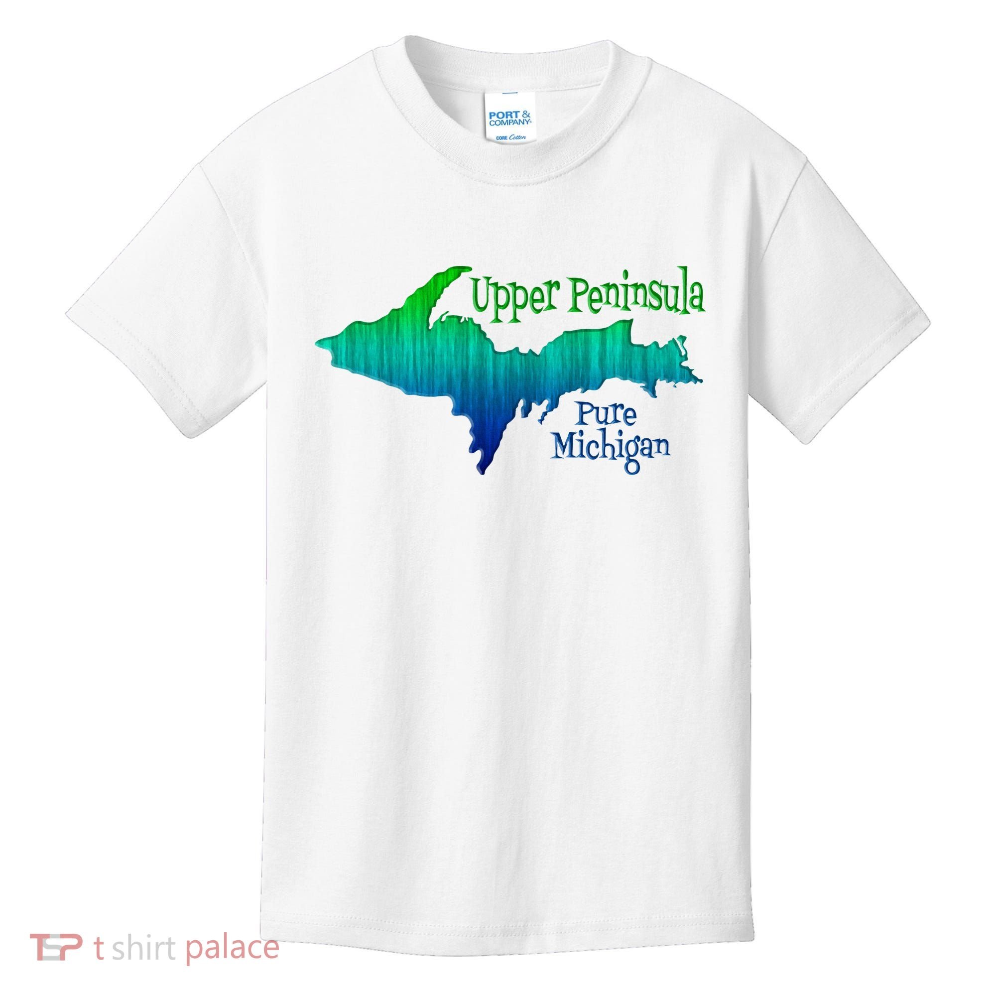 Up Upper Peninsula Michigan Ombre Yoopers 906 Kids T-Shirt
