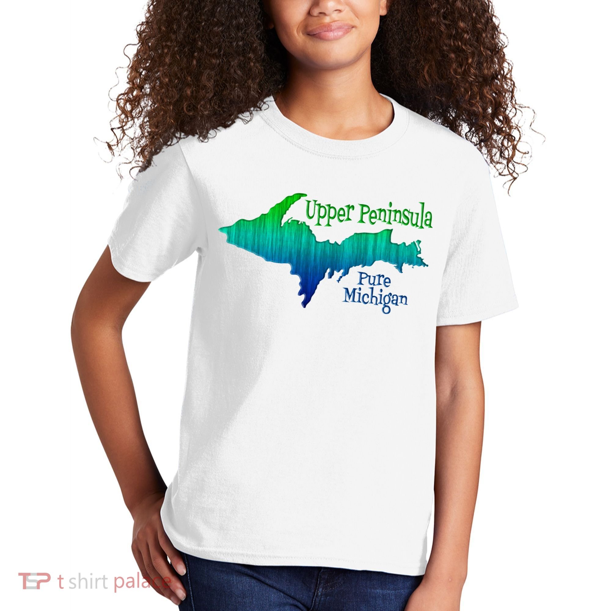 Up Upper Peninsula Michigan Ombre Yoopers 906 Kids T-Shirt