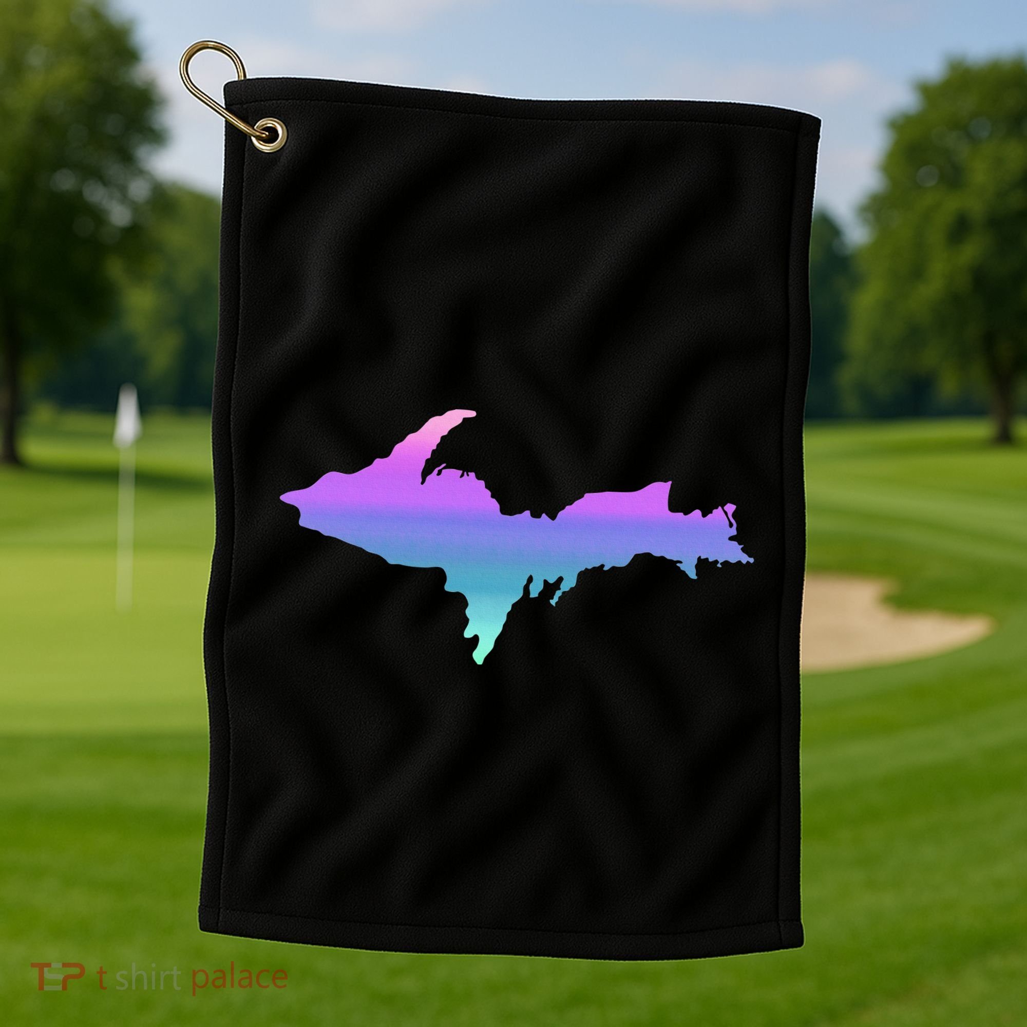 Up Upper Peninsula Michigan Ombre Yoopers 906 Golf Towel