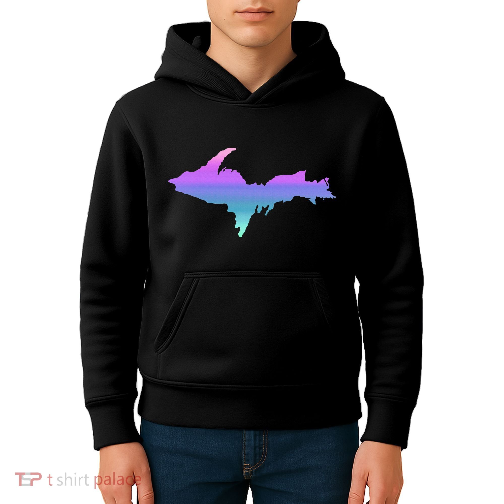 Up Upper Peninsula Michigan Ombre Yoopers 906 Kids Hoodie