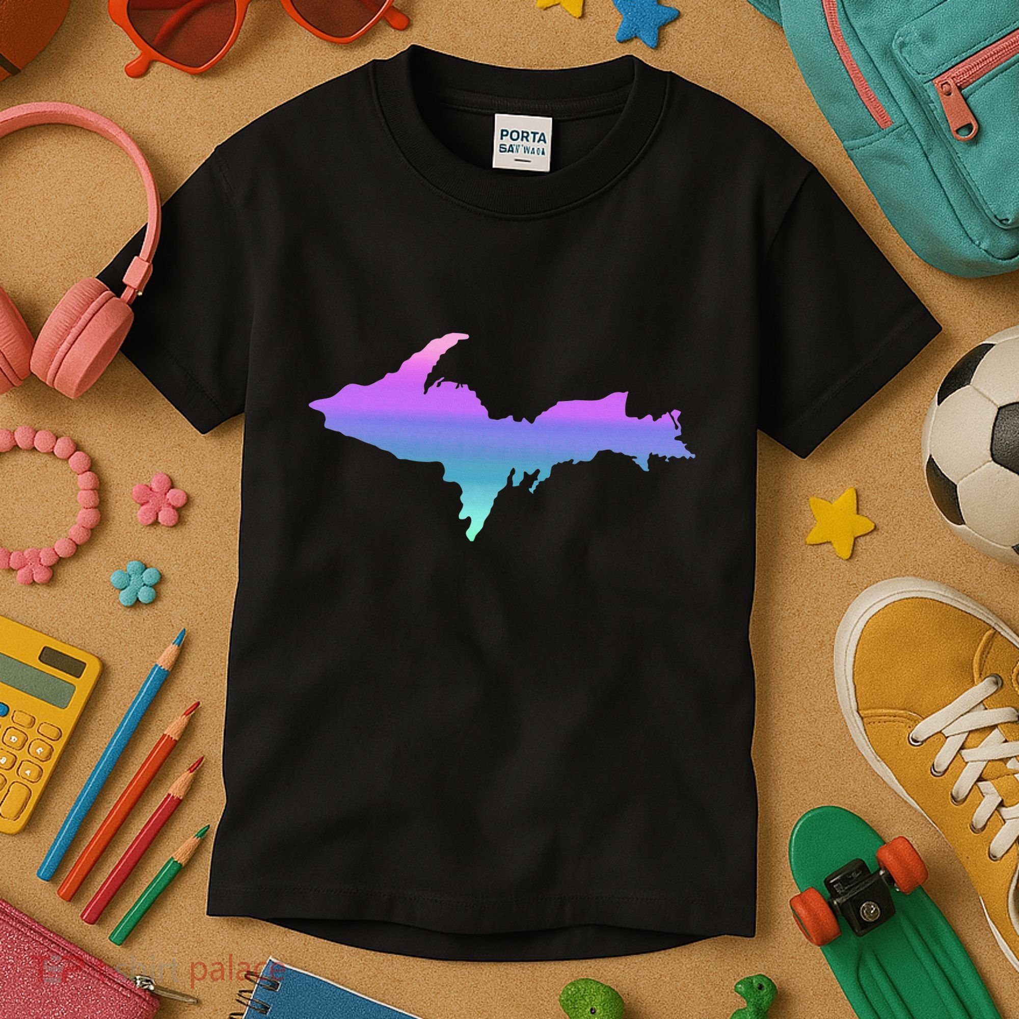 Up Upper Peninsula Michigan Ombre Yoopers 906 Kids T-Shirt