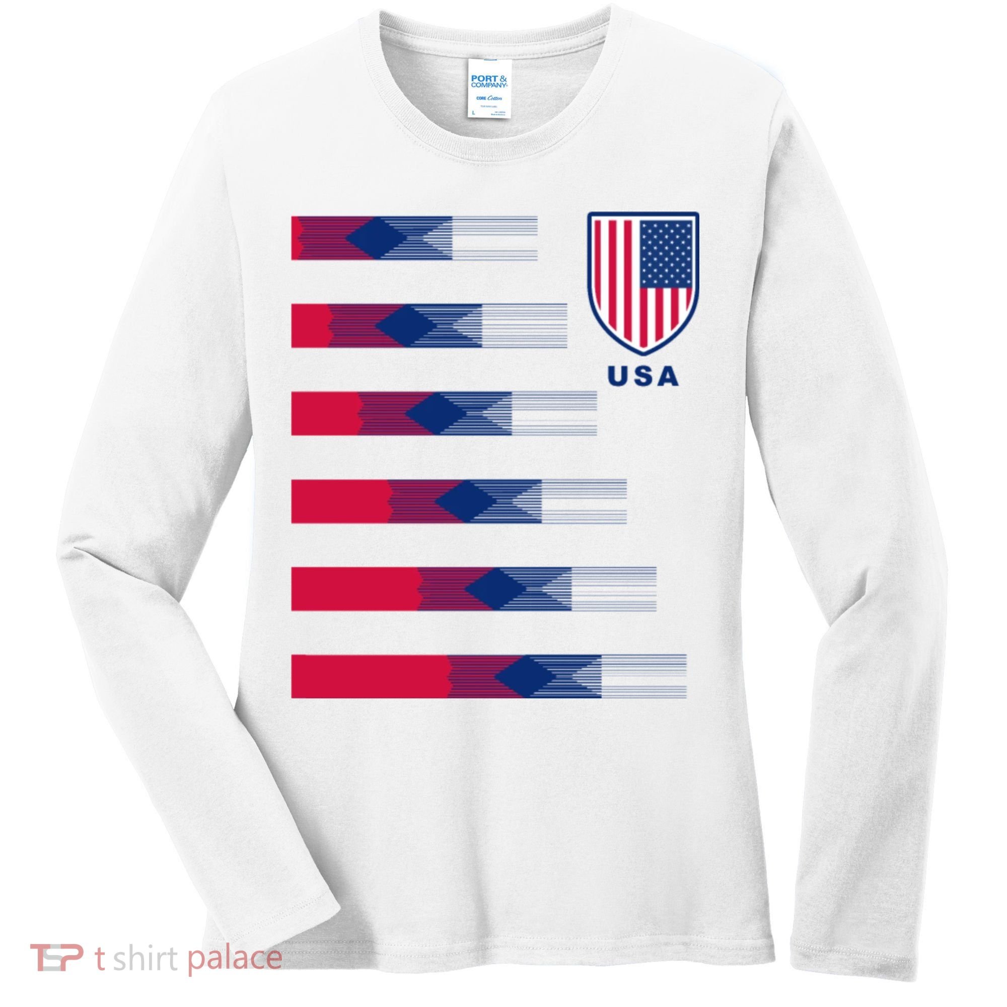 USA Soccer American Team Jersey Women's Long Sleeve Shirt