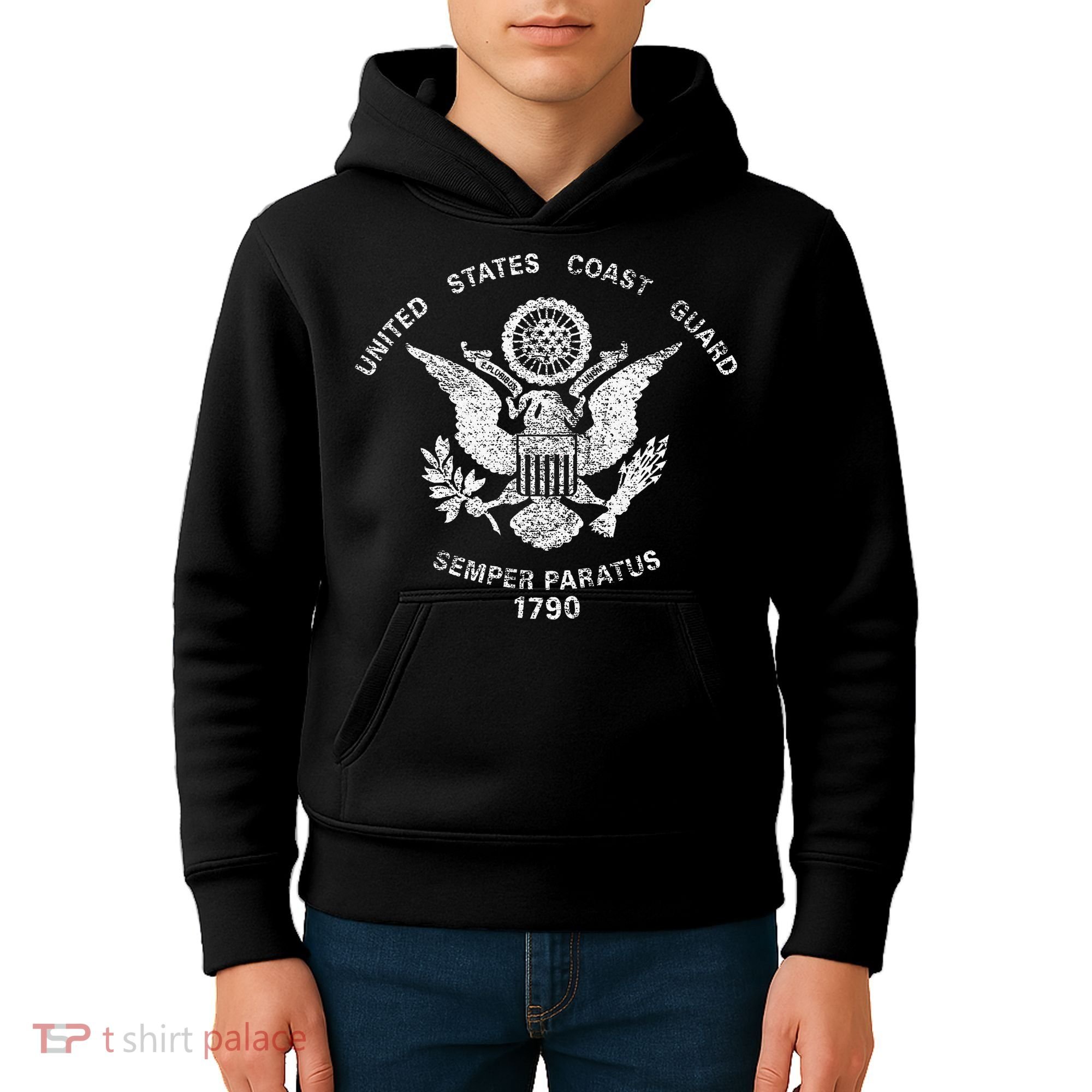 Us United States Coast Guard Uscg Eagle Flag Kids Hoodie