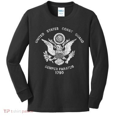 Us United States Coast Guard Uscg Eagle Flag Kids Long Sleeve Shirt