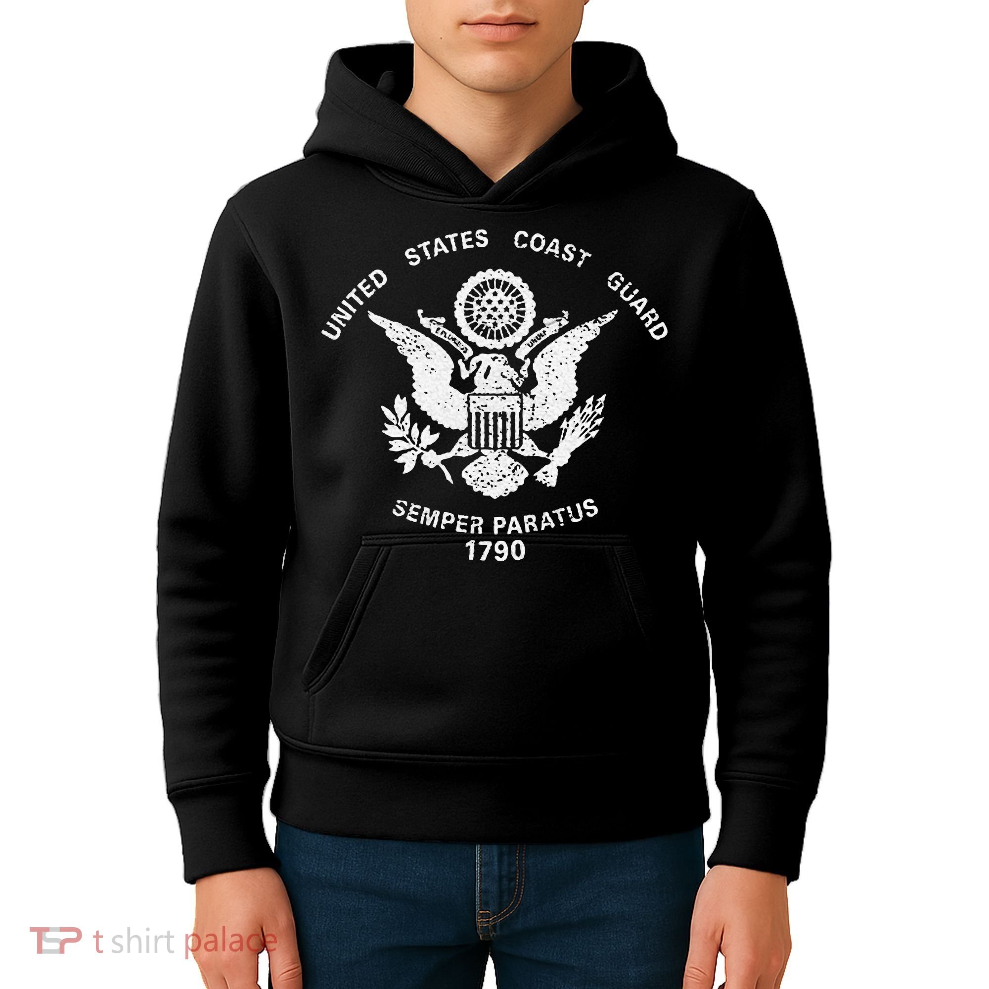Us United States Coast Guard Uscg Eagle Flag Kids Hoodie
