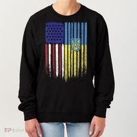 USA Ukraine Ukrainian Flag Trident Roots Retro Women's Sweatshirt thumb 0