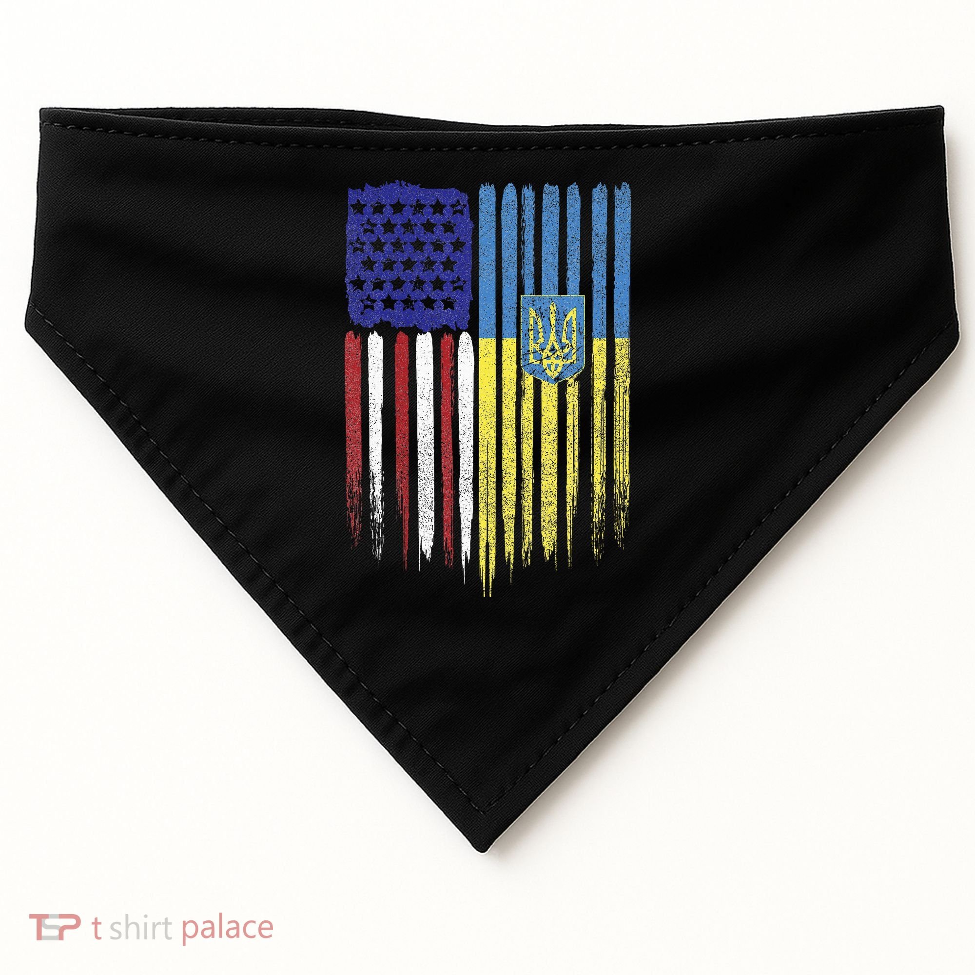 USA Ukraine Ukrainian Flag Trident Roots Retro USA-Made Doggie Bandana